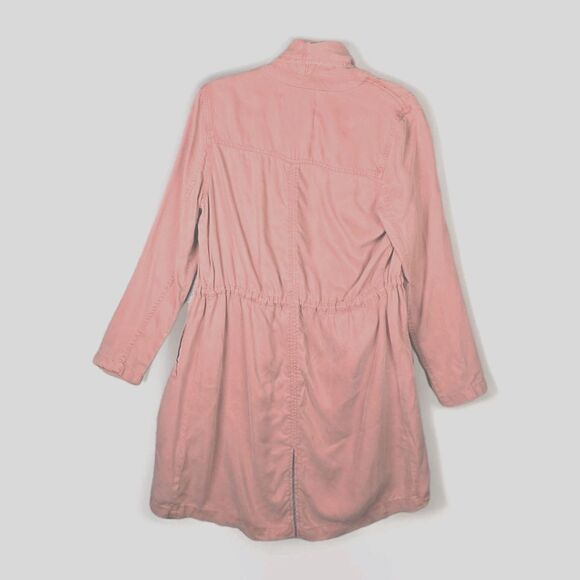 Max Jeans Jacket Women S Faded Burnt Sienna Tencel Open Front Cinched Waist Long - Picture 3 of 12